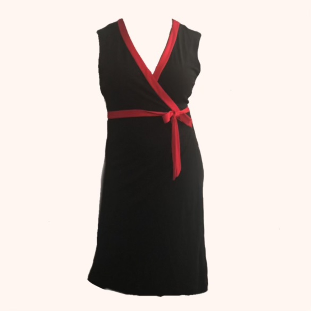 Diane von Furstenberg (DVF) Wrap Dress Black/Red Midi Sz14 - New With Tags